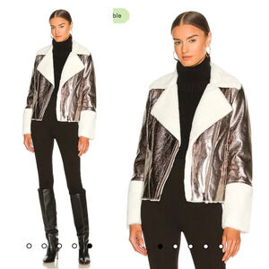 $270 Apparis Ashley Jacket in Metallic Smoke Size Small Revolve Coat